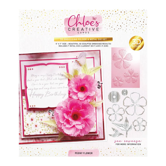 CHLOES CREATIVE CARDS 3D EMBOSSING FOLDER AND METAL DIE SET - PEONY FLOWER