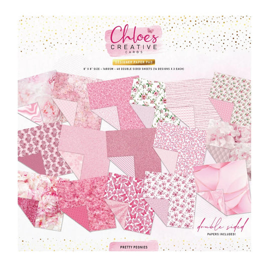 CHLOES CREATIVE CARDS DESIGNER PAPER PAD (8"X8") -  PRETTY PEONIES