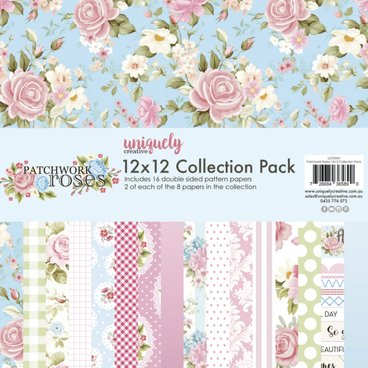 PATCHWORK ROSES 12" x 12" PAPER COLLECTION PACK BY UNIQUELY CREATIVE