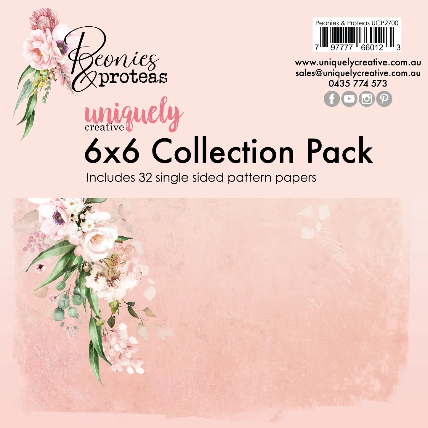 PEONIES & PROTEAS 6" x 6" COLLECTION PACK