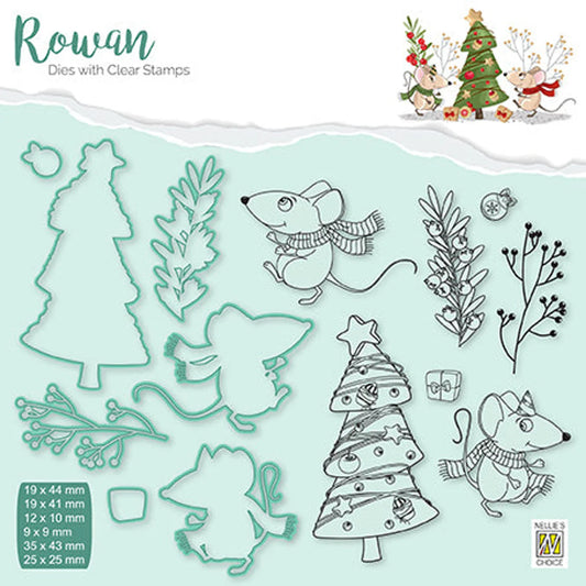 CHRISTMAS MOUSE 3 STAMP & DIE SET - ROWAN/NELLIE'S CHOICE