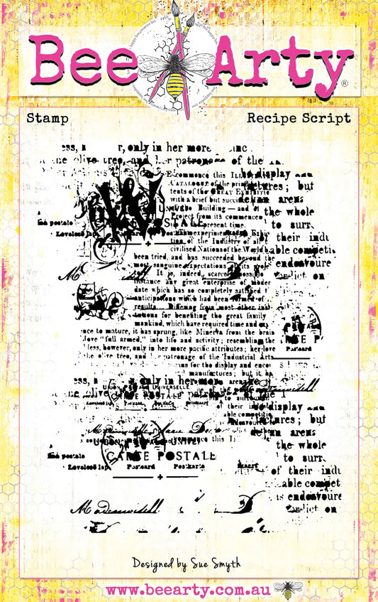 RECIPE SCRIPT STAMP SET - BEE ARTY