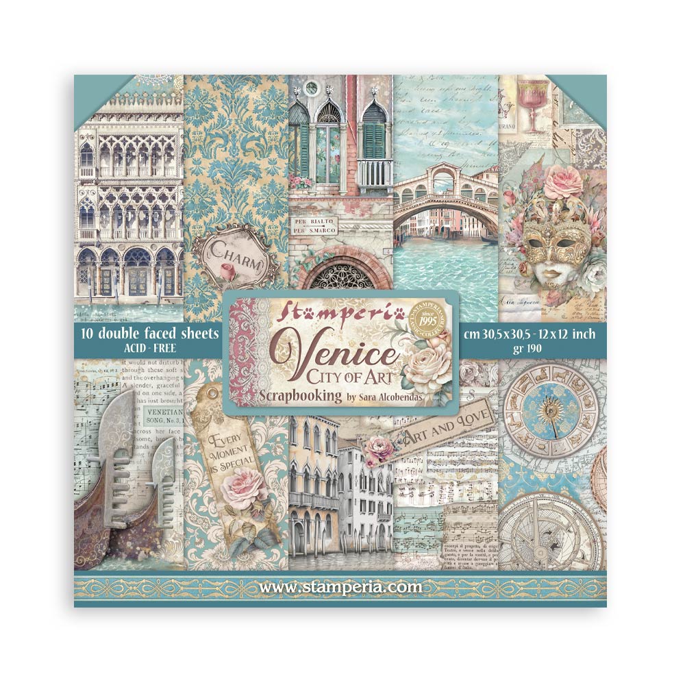 STAMPERIA 12" X 12" DOUBLE FACED PAPER PAD - VENICE CITY OF ART