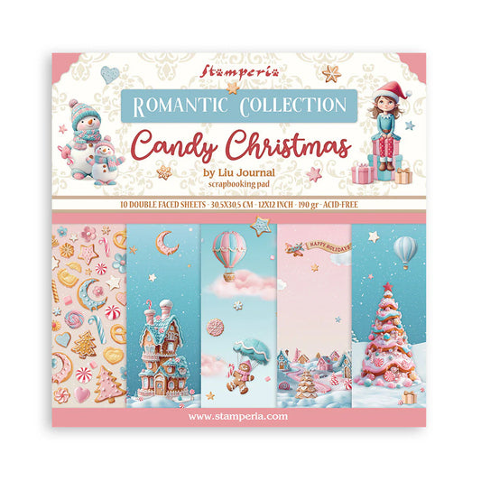STAMPERIA 12" X 12" DOUBLE FACED PAPER PAD - CANDY CHRISTMAS