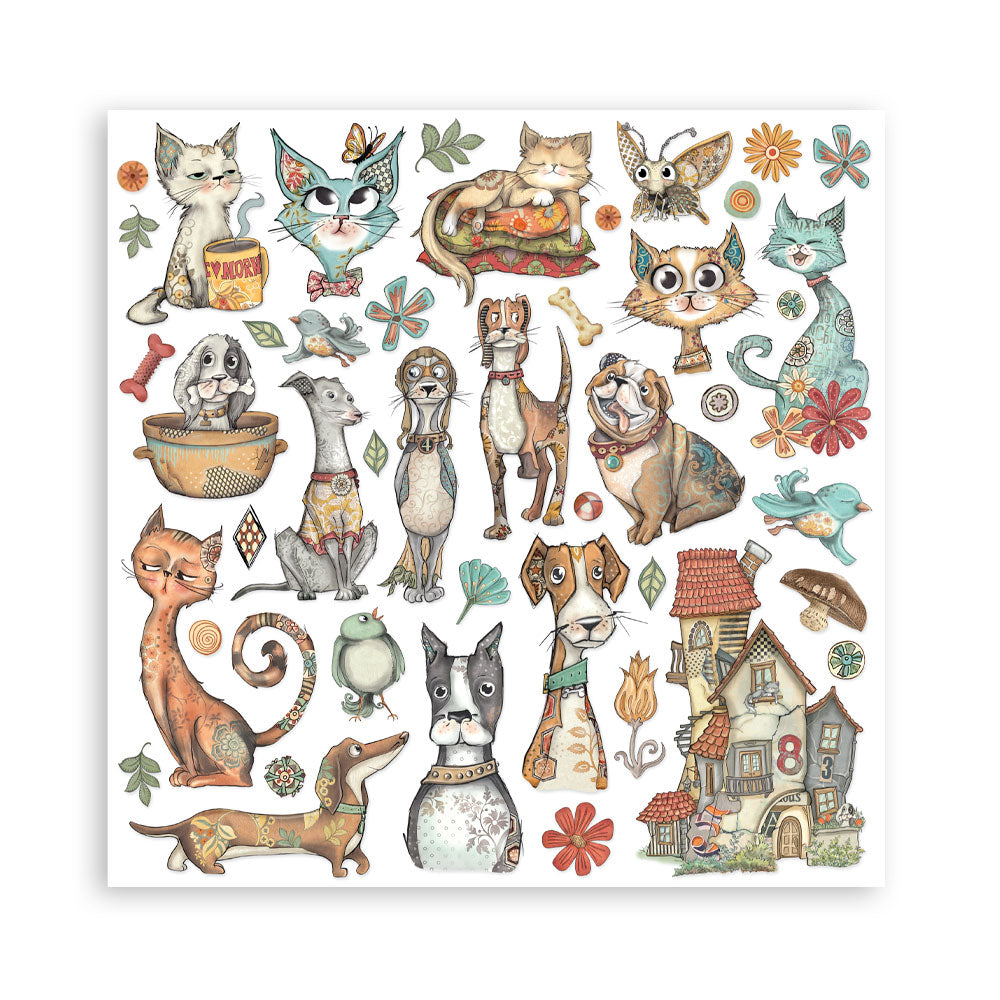 STAMPERIA 12" X 12" DOUBLE FACED PAPER PAD - FURRY FRIENDS