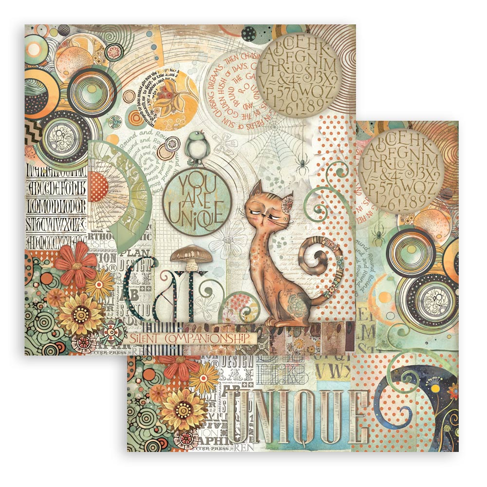 STAMPERIA 12" X 12" DOUBLE FACED PAPER PAD - FURRY FRIENDS