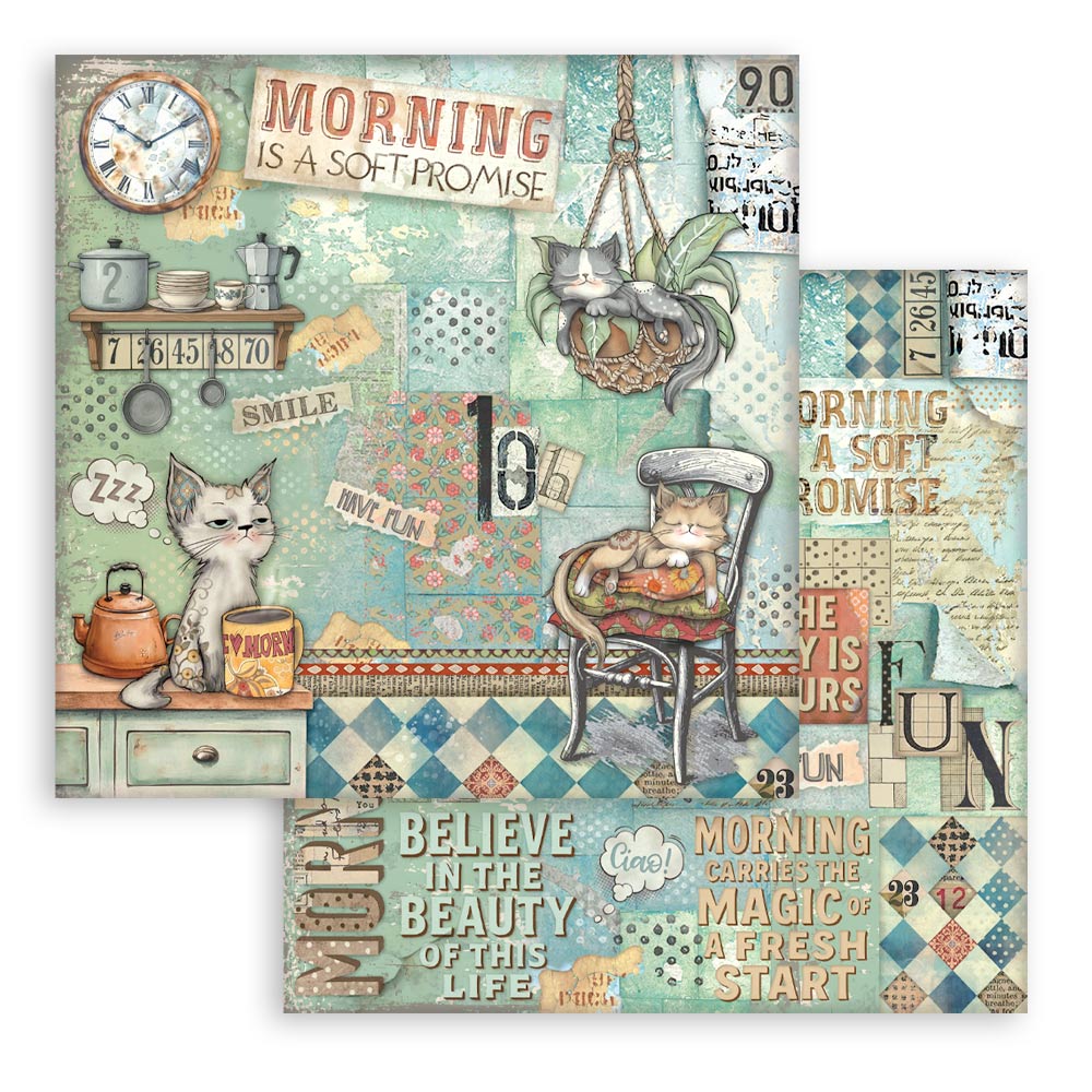 STAMPERIA 12" X 12" DOUBLE FACED PAPER PAD - FURRY FRIENDS