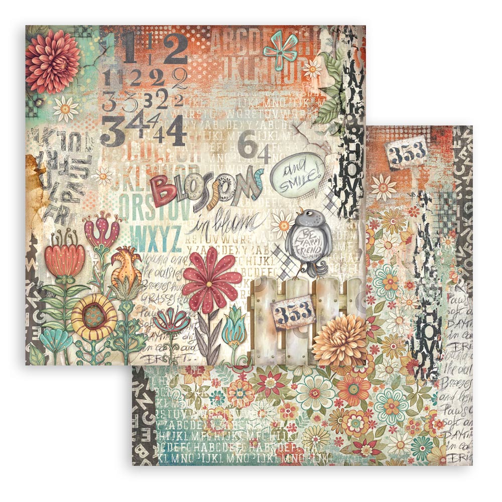 STAMPERIA 8" X 8" DOUBLE FACED PAPER PAD - FURRY FRIENDS