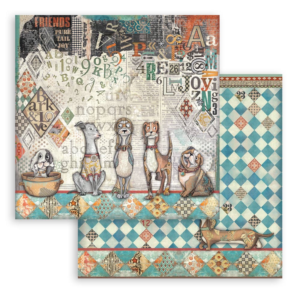 STAMPERIA 8" X 8" DOUBLE FACED PAPER PAD - FURRY FRIENDS