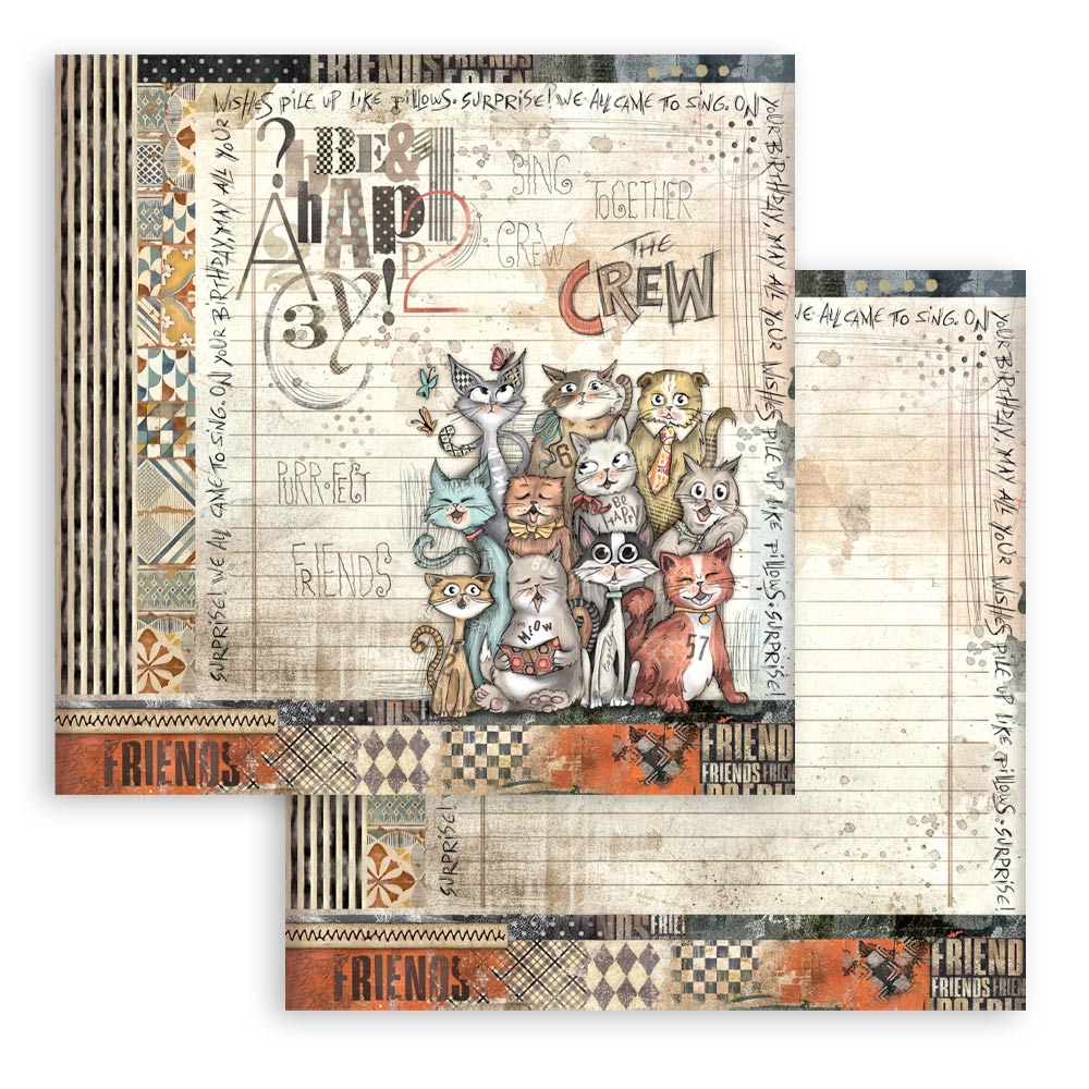 STAMPERIA 12" X 12" DOUBLE FACED PAPER PAD - FURRY FRIENDS