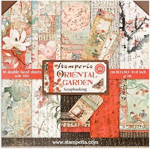 STAMPERIA 8" X 8" DOUBLE FACED PAPER PAD - ORIENTAL GARDEN