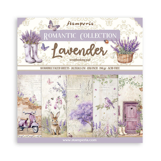 STAMPERIA 8" X 8" DOUBLE FACED PAPER PAD - LAVENDER