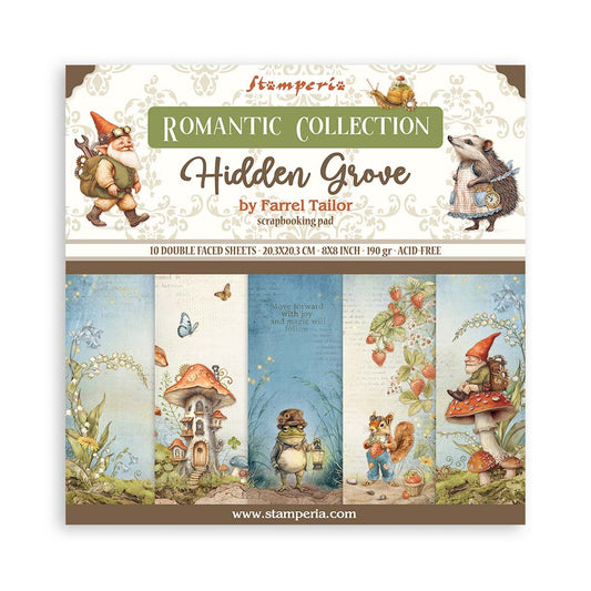 STAMPERIA DOUBLE SIDED 10 PAGE 8" X 8" PAPER PAD - HIDDEN GROVE
