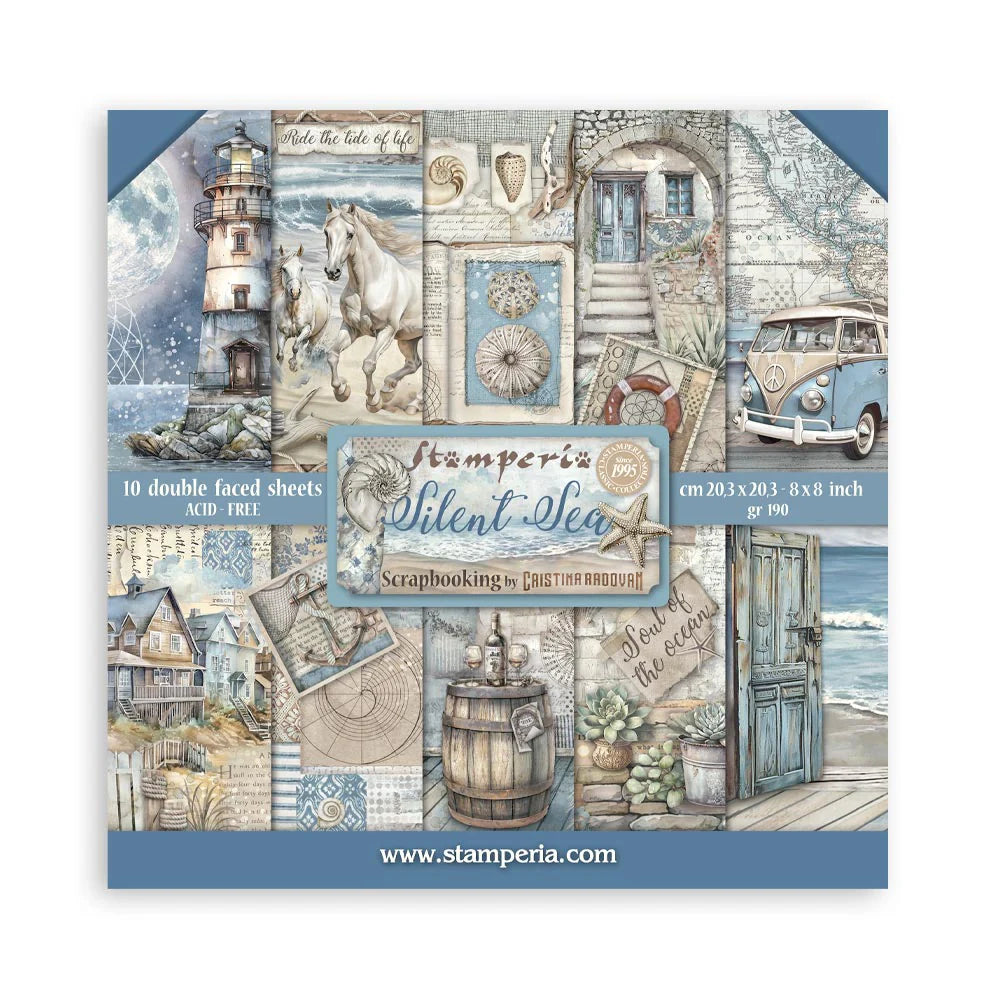 STAMPERIA 8" X 8" DOUBLE FACED PAPER PAD - SILENT SEA