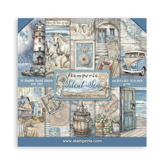 STAMPERIA 8" X 8" DOUBLE FACED PAPER PAD - SILENT SEA