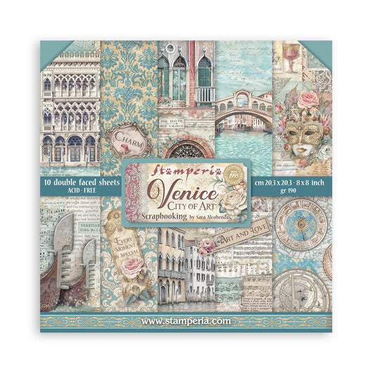 STAMPERIA 8" X 8" DOUBLE FACED PAPER PAD - VENICE CITY OF ART