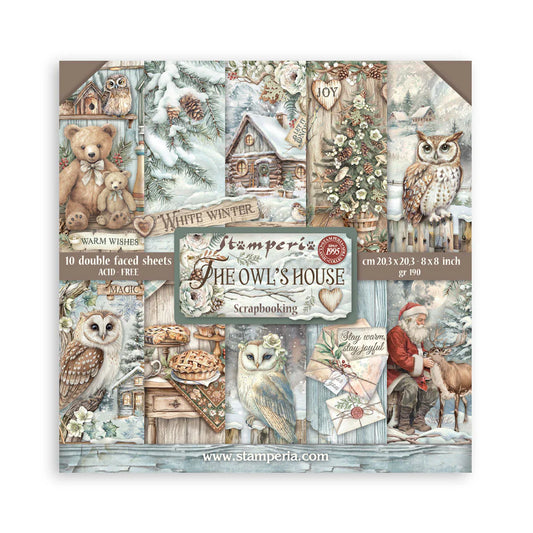 STAMPERIA 8" X 8" DOUBLE FACED PAPER PAD - THE OWL'S HOUSE