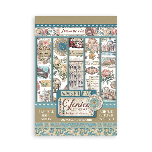 STAMPERIA ADHESIVE WASHI TAPE 8 SHEET PACK - VENICE CITY OF ART