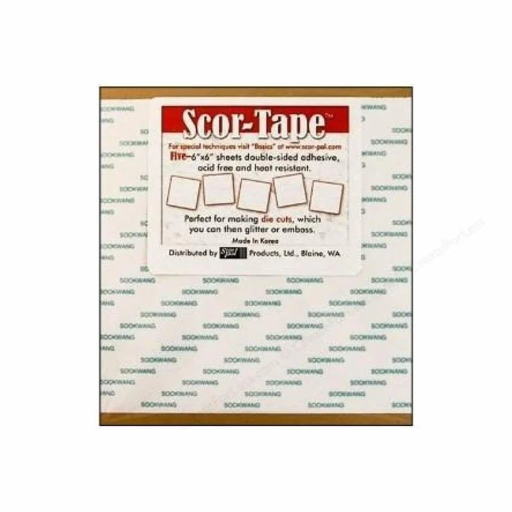 SCOR-TAPE DOUBLE SIDED ADHESIVE SHEETS 6" X 6"