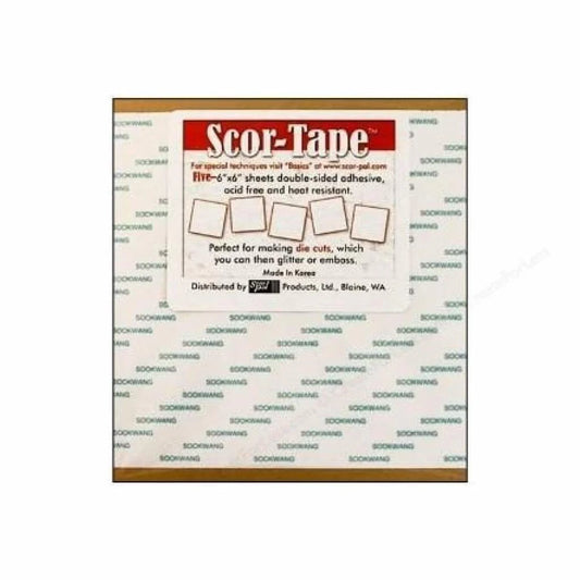 SCOR-TAPE DOUBLE SIDED ADHESIVE SHEETS 6" X 6"