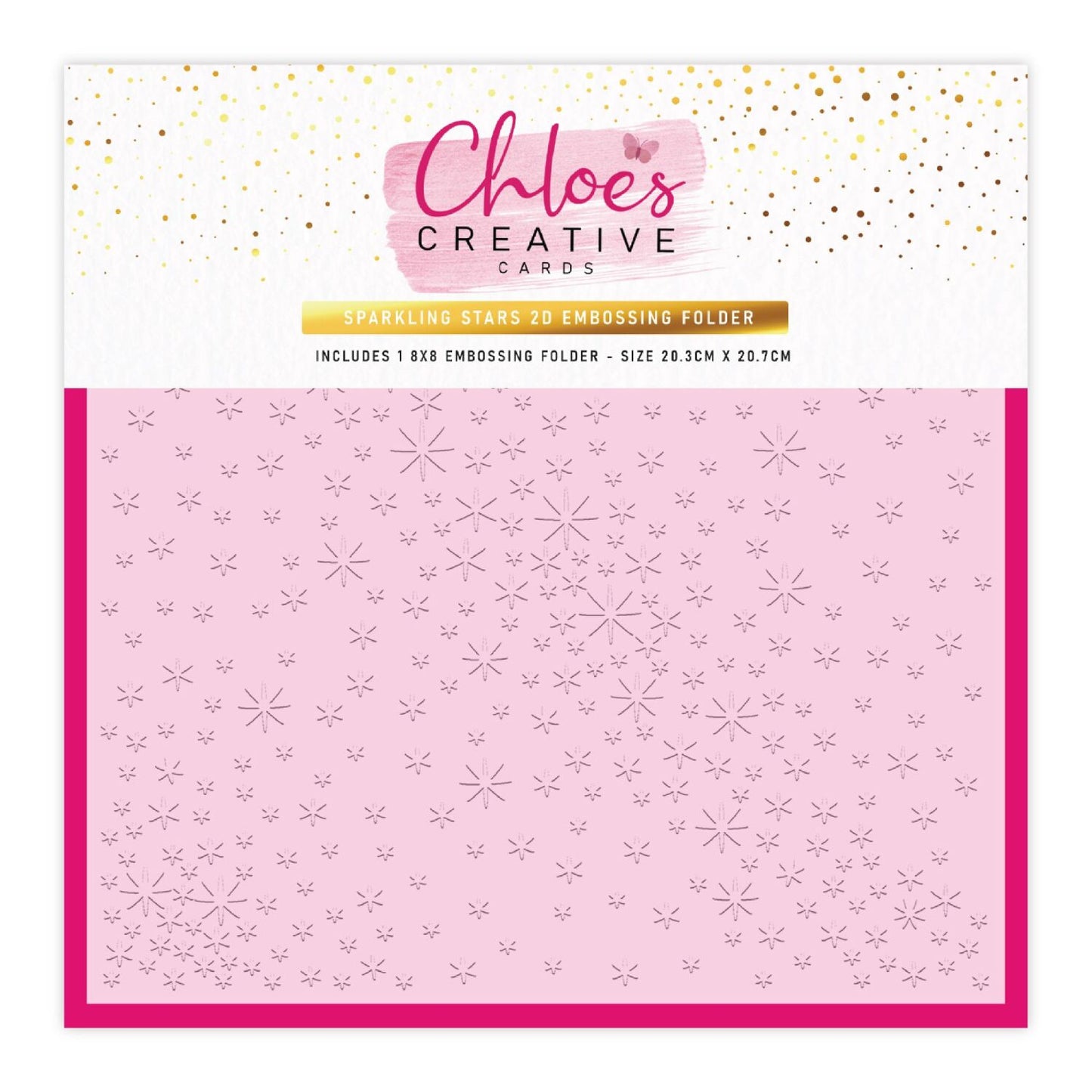CHLOES CREATIVE CARDS SPARKLING STARS 8"x 8" 2D EMBOSSING FOLDER