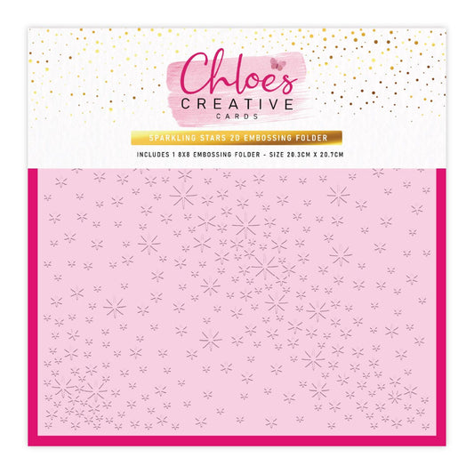 CHLOES CREATIVE CARDS SPARKLING STARS 8"x 8" 2D EMBOSSING FOLDER