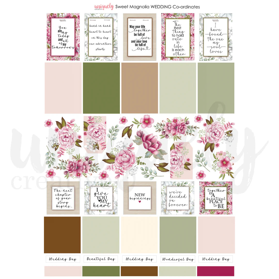 SWEET MAGNOLIA WEDDING CO-ORDINATES CUT-A-PART SHEET