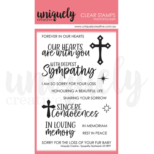 SYMPATHY SENTIMENTS CLEAR STAMP SET BY UNIQUELY CREATIVE