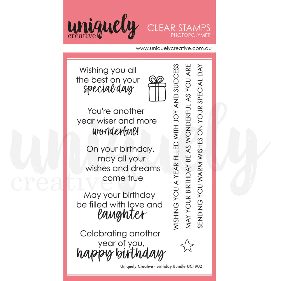 BIRTHDAY BUNDLE CLEAR STAMP SET BY UNIQUELY CREATIVE