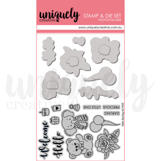 HELLO DARLING STAMP & DIE SET - UNIQUELY CREATIVE