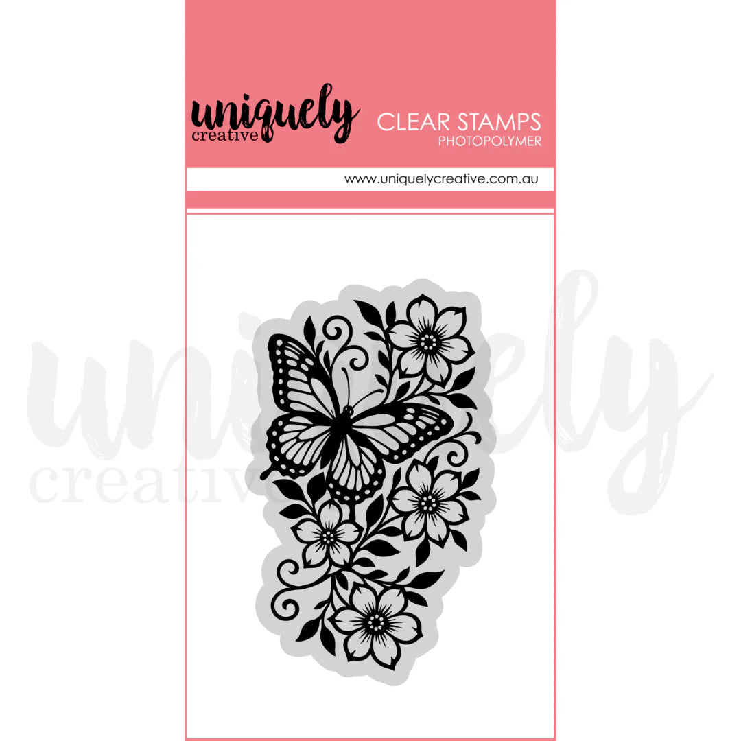 WINGS & WILDFLOWERS PHOTOPOLYMER STAMP - UNIQUELY CREATIVE