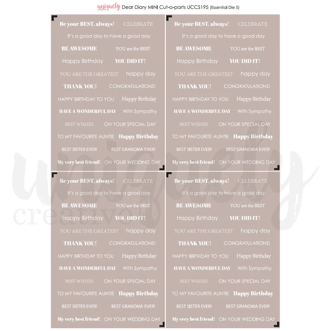 DEAR DIARY CUT-A-PART SHEET MINI BY UNIQUELY CREATIVE