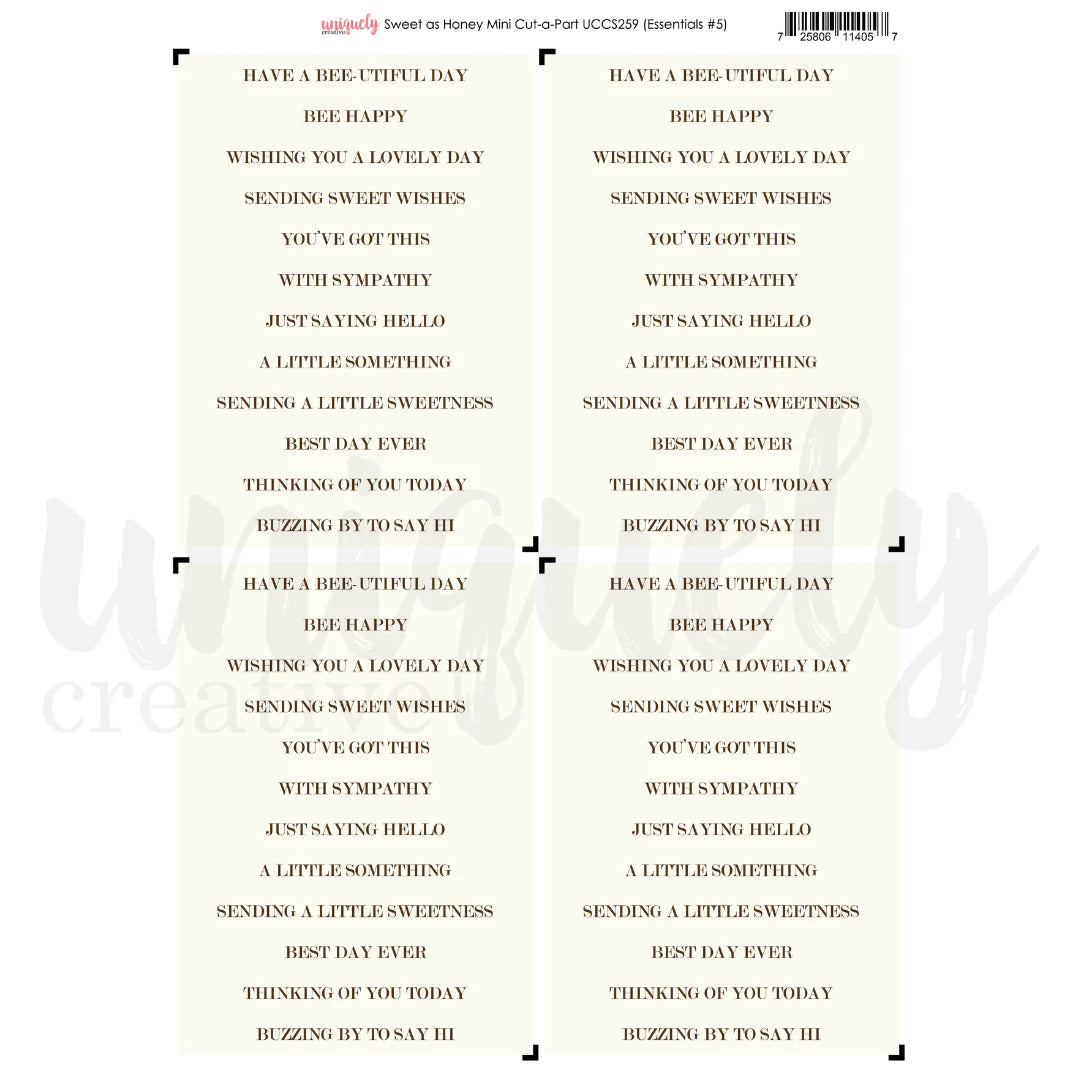 SWEET AS HONEY MINI CUT-A-PART BY UNIQUELY CREATIVE