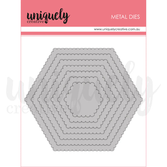 SCALLOPED NESTING HEXAGONS DIE - UNIQUELY CREATIVE