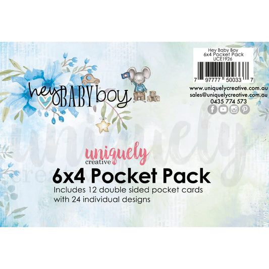 HEY BABY BOY 6" X 4" POCKET PACK BY UNIQUELY CREATIVE