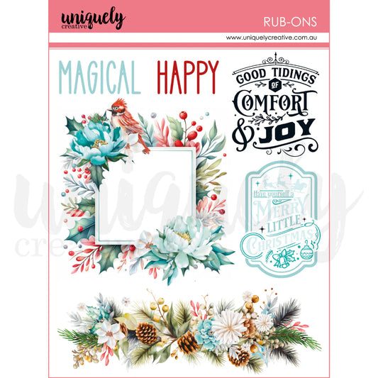 BE MERRY RUB-ONS SHEET BY UNIQUELY CREATIVE