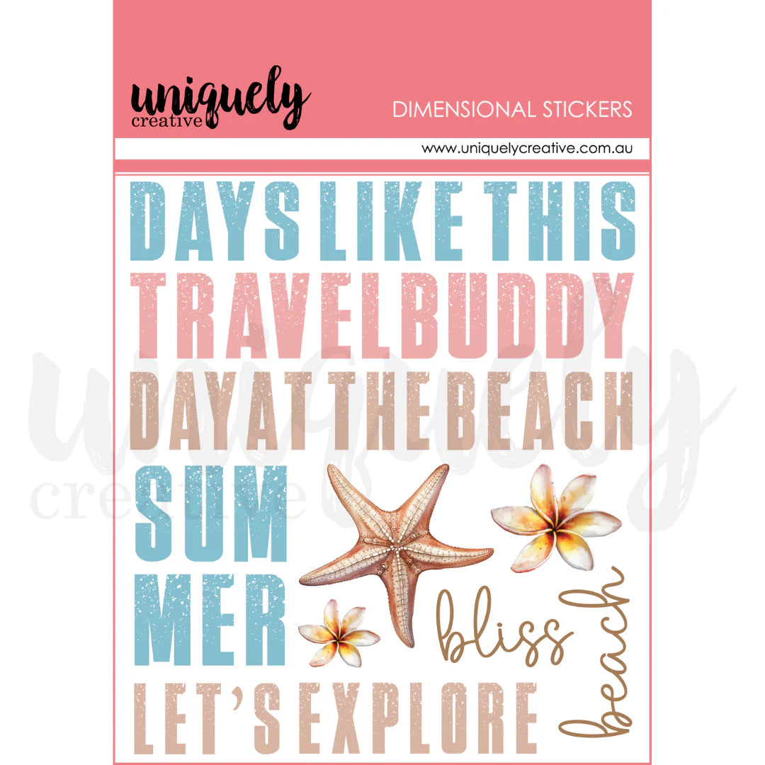 COASTAL BLISS DIMENSIONAL STICKERS SHEET BY UNIQUELY CREATIVE