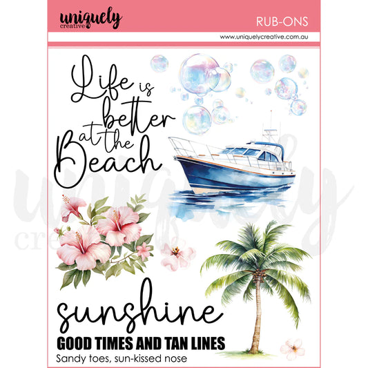 COASTAL BLISS RUB-ONS SHEET BY UNIQUELY CREATIVE