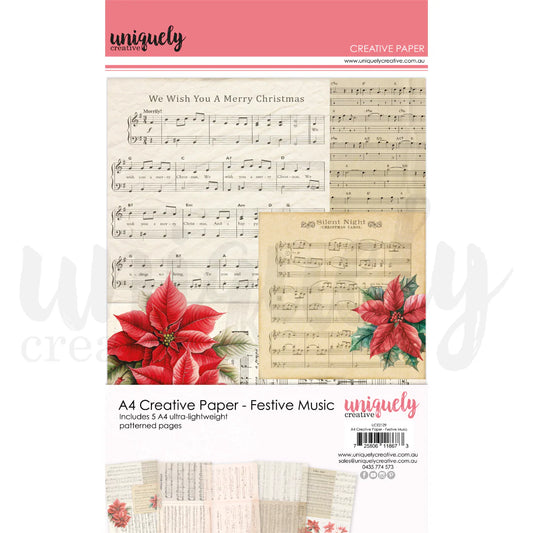 A4 CREATIVE PAPER - FESTIVE MUSIC - BY UNIQUELY CREATIVE