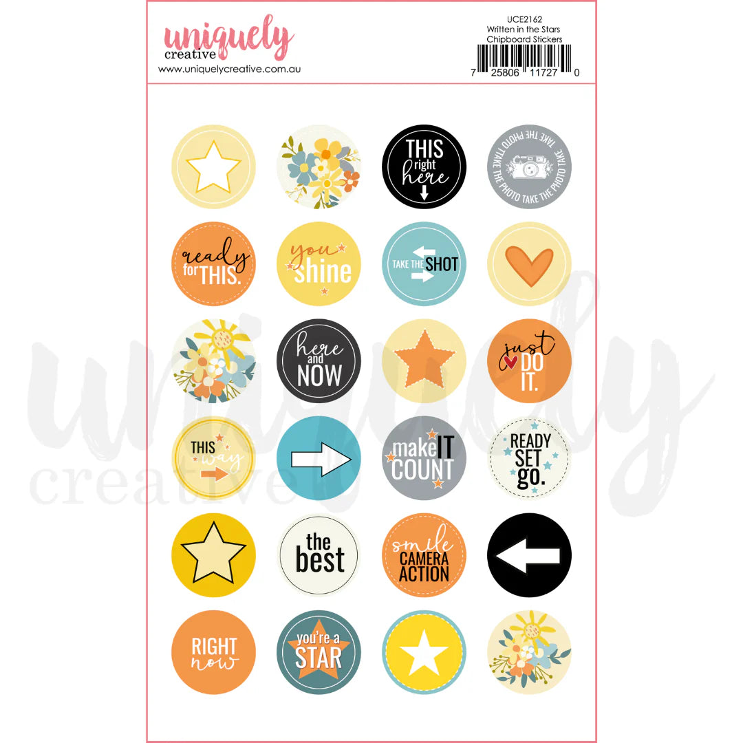 WRITTEN IN THE STARS CHIPBOARD STICKERS BY UNIQUELY CREATIVE
