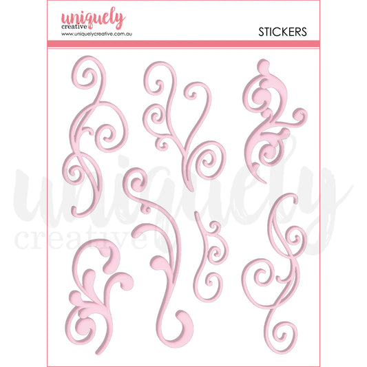PINK FLOURISH PUFFY STICKERS PACK BY UNIQUELY CREATIVE