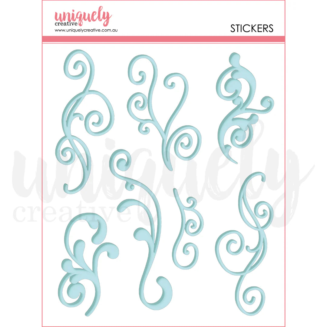 BLUE FLOURISH PUFFY STICKERS PACK BY UNIQUELY CREATIVE