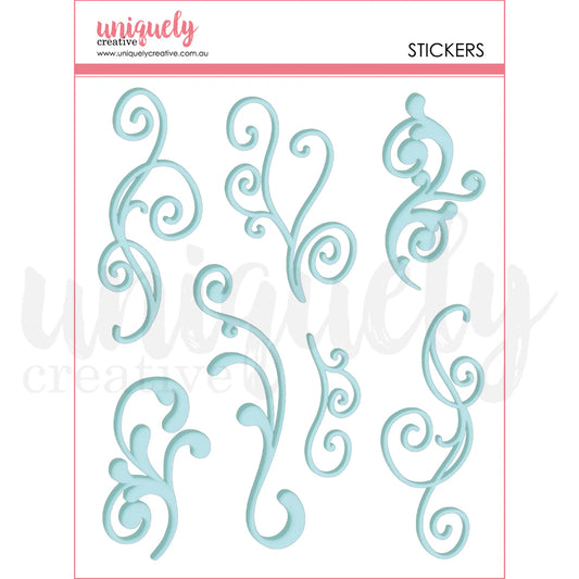 BLUE FLOURISH PUFFY STICKERS PACK BY UNIQUELY CREATIVE