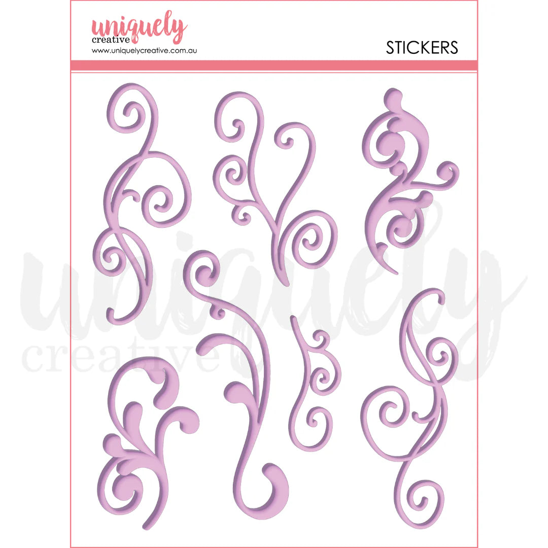 PURPLE FLOURISH PUFFY STICKERS PACK BY UNIQUELY CREATIVE