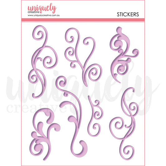 PURPLE FLOURISH PUFFY STICKERS PACK BY UNIQUELY CREATIVE