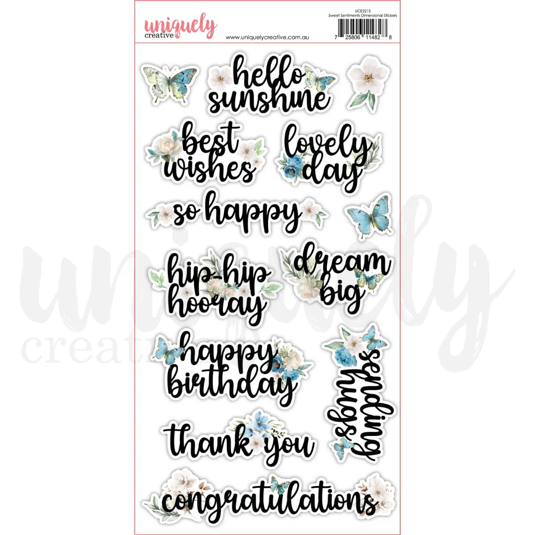 SWEET SENTIMENTS DIMENSIONAL STICKERS  - BY UNIQUELY CREATIVE
