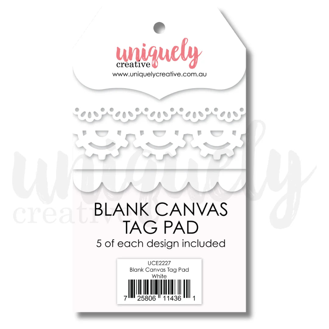 WHITE BLANK CANVAS TAG PAD - UNIQUELY CREATIVE