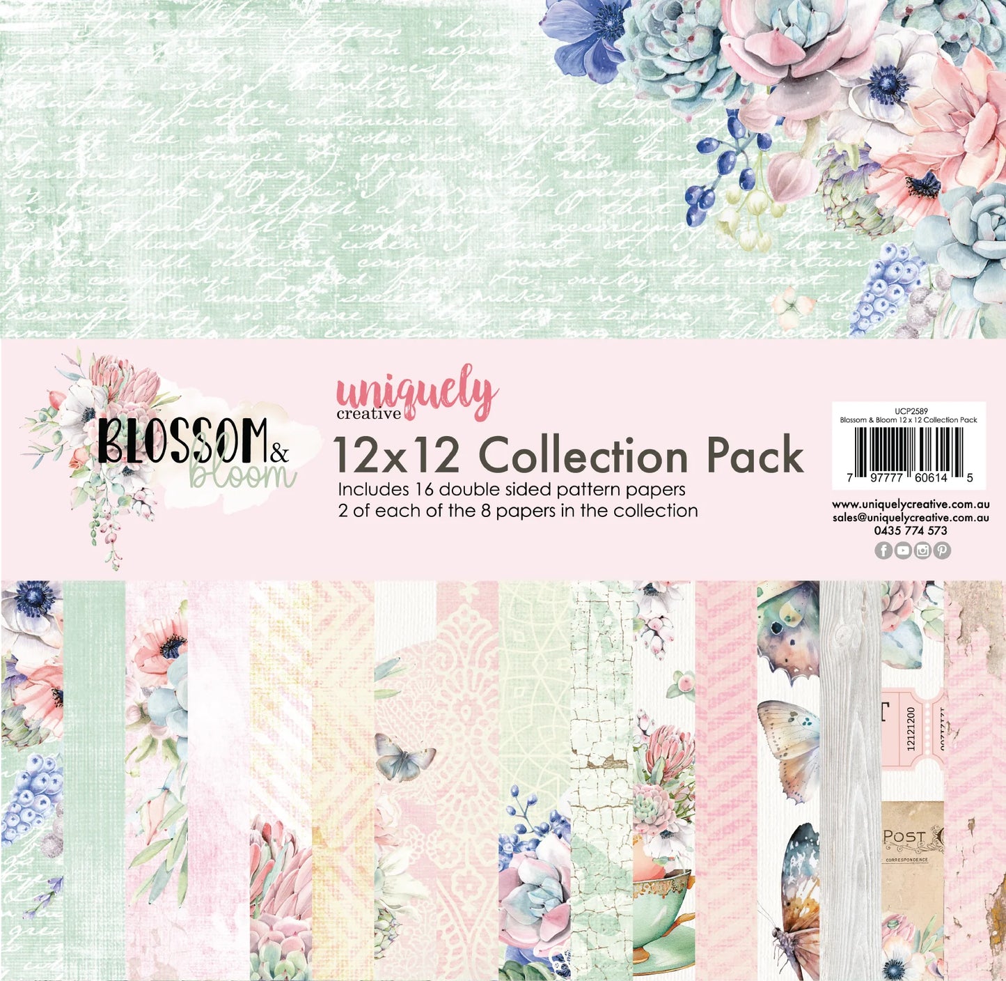 BLOSSOM & BLOOM 12" x 12" PAPER COLLECTION PACK BY UNIQUELY CREATIVE