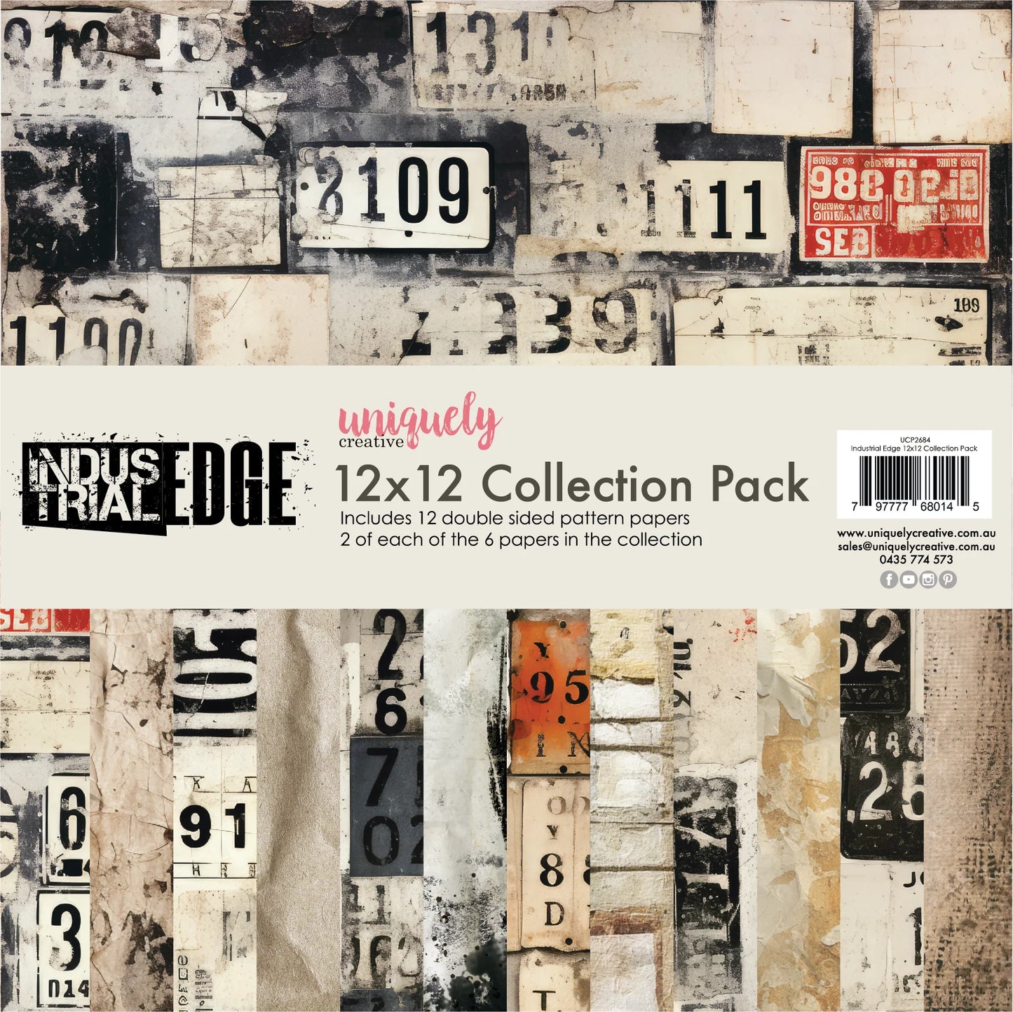 INDUSTRIAL EDGE 12" x 12" PAPER COLLECTION PACK BY UNIQUELY CREATIVE