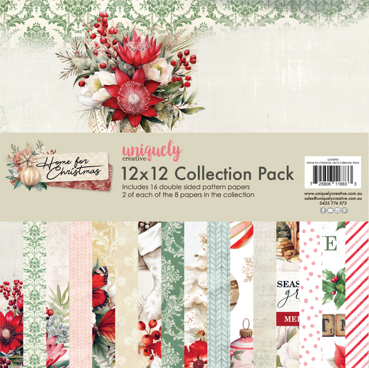 HOME FOR CHRISTMAS 12" x 12" PAPER COLLECTION PACK BY UNIQUELY CREATIVE
